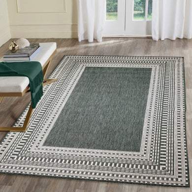 Liora Manne Malibu Etched Border Indoor Outdoor Area Rug Green