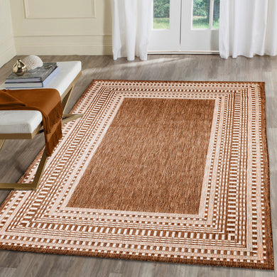 Liora Manne Malibu Etched Border Indoor Outdoor Area Rug Clay