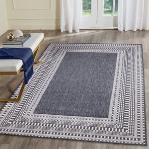 Liora Manne Malibu Etched Border Indoor Outdoor Area Rug Navy