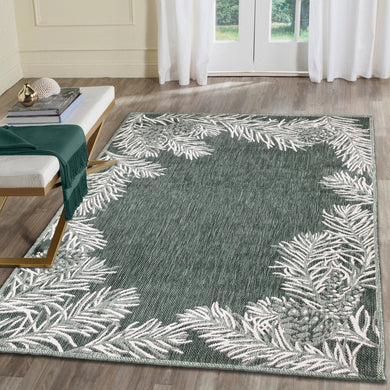 Liora Manne Malibu Pine Border Indoor Outdoor Area Rug Green