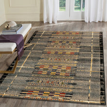 Load image into Gallery viewer, Liora Manne Marina Tribal Stripe Indoor Outdoor Area Rug Black