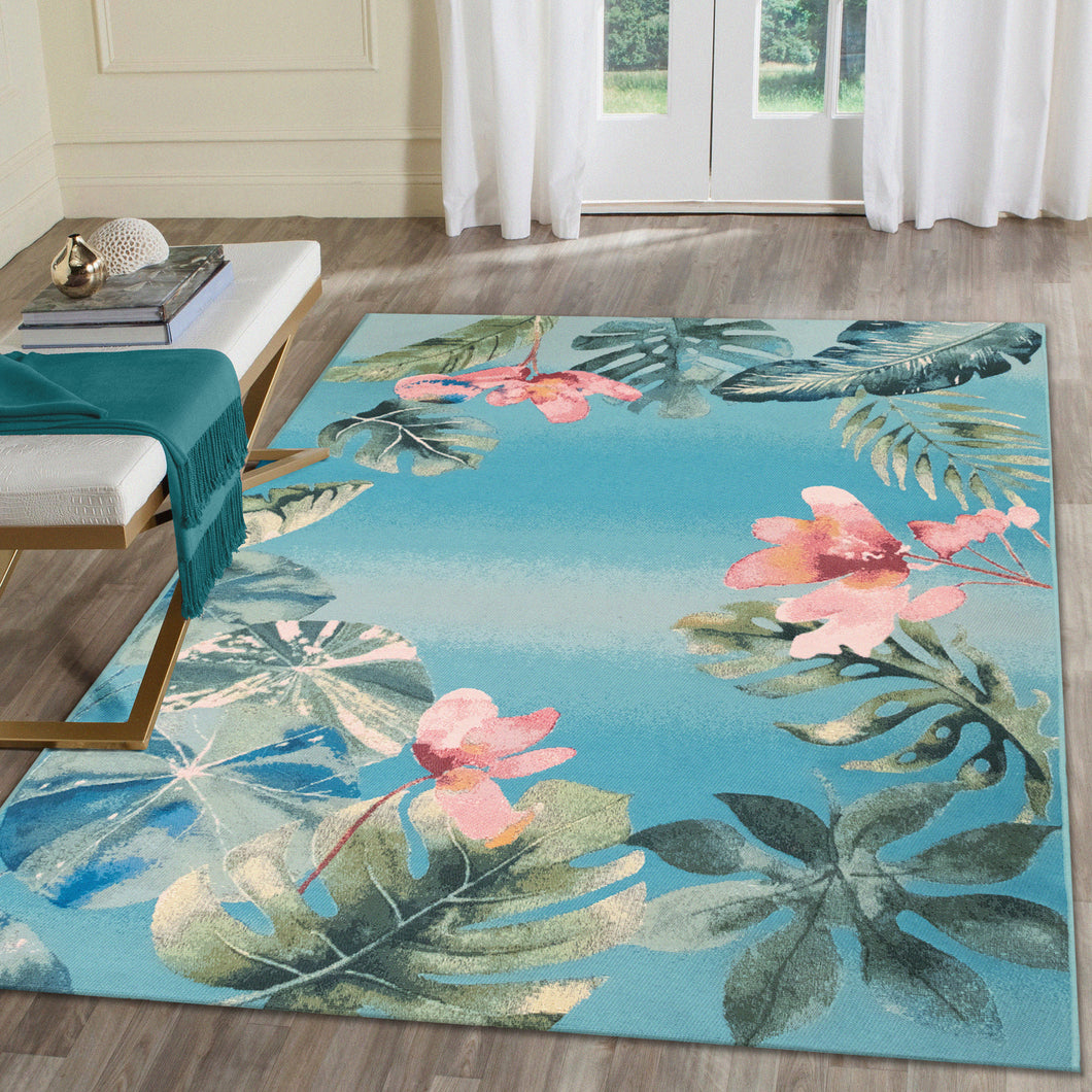 Liora Manne Marina Tropical Border Indoor Outdoor Area Rug Caribbean