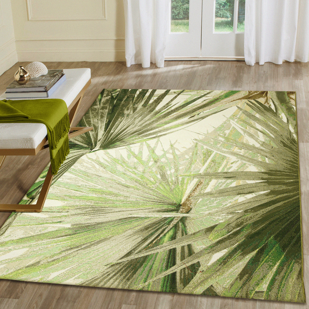 Liora Manne Marina Palm Fan Indoor Outdoor Area Rug Green