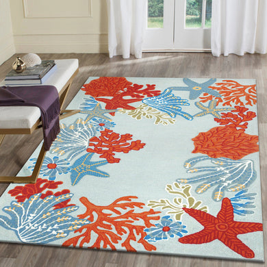 Liora Manne Ravella Ocean Scene Indoor Outdoor Area Rug Aqua