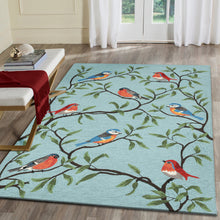 Load image into Gallery viewer, Liora Manne Ravella Birds On Branches Indoor Outdoor Area Rug Aqua