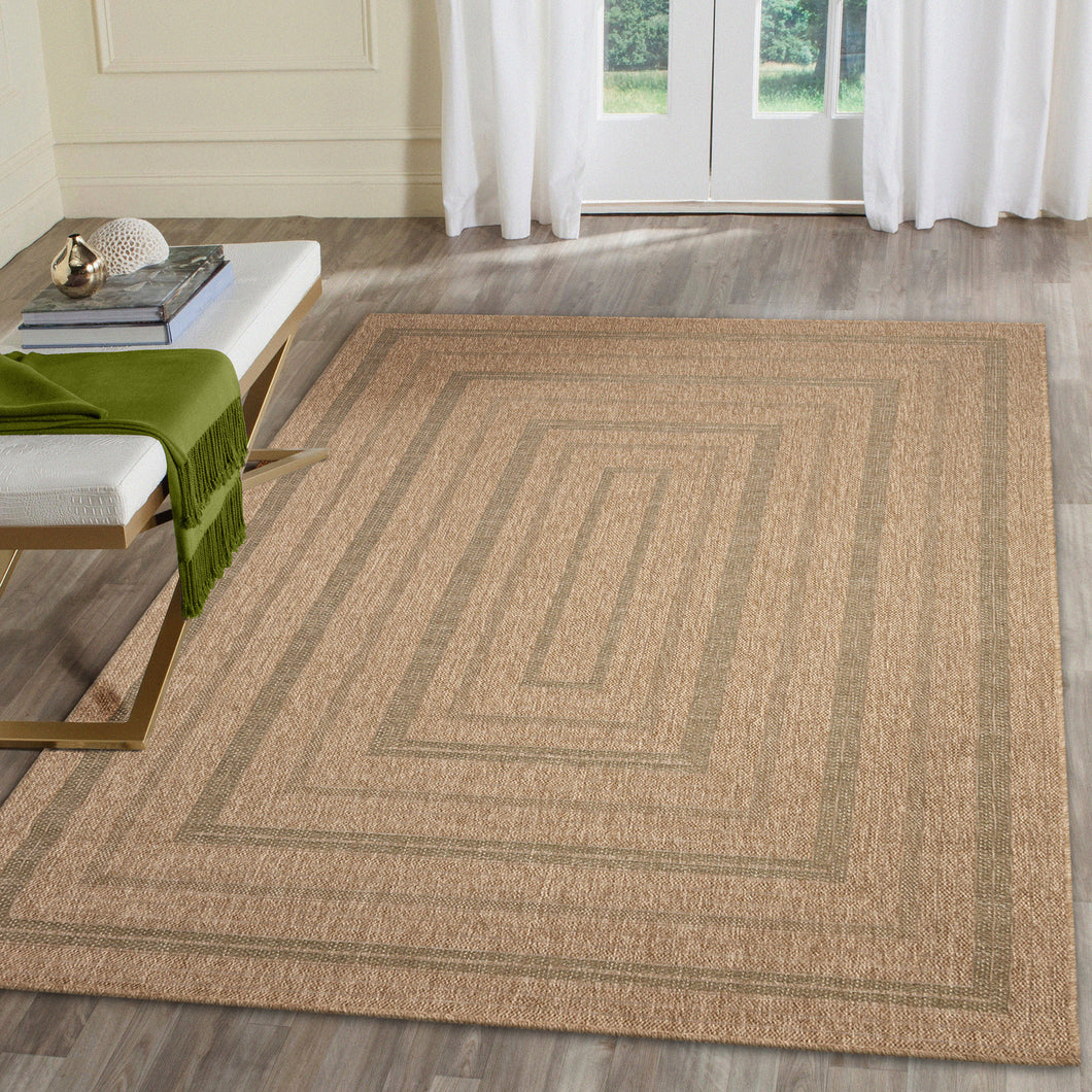 Liora Manne Sahara Multi Border Indoor Outdoor Area Rug Green