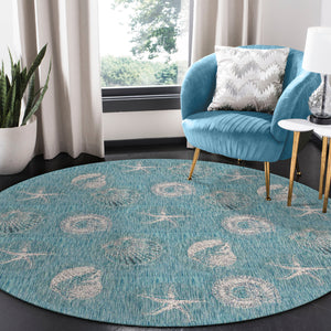 Liora Manne Carmel Shells Indoor Outdoor Area Rug Aqua