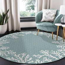 Load image into Gallery viewer, Liora Manne Carmel Coral Border Indoor Outdoor Area Rug Aqua