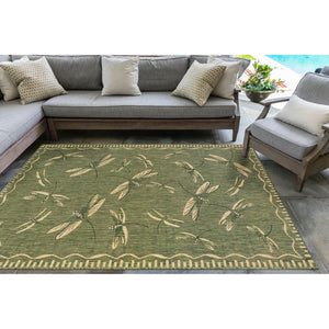 Liora Manne Carmel Dragonfly Indoor Outdoor Area Rug Green