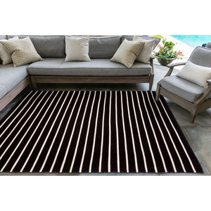 Liora Manne Sorrento Pinstripe Indoor Outdoor Area Rug Black