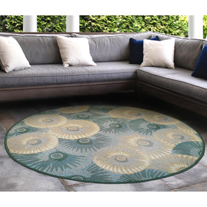 Liora Manne Capri Pleated Inkcap Indoor Outdoor Area Rug Aqua