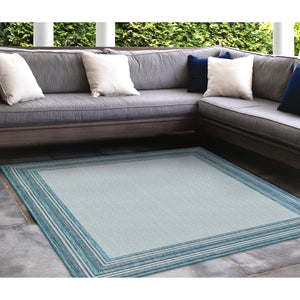 Liora Manne Carmel Multi Border Indoor Outdoor Area Rug Aqua