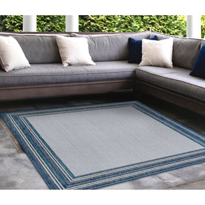 Liora Manne Carmel Multi Border Indoor Outdoor Area Rug Navy