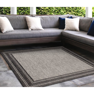 Liora Manne Carmel Multi Border Indoor Outdoor Area Rug Black