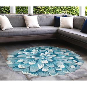 Liora Manne Frontporch Mum Indoor Outdoor Rug Aqua