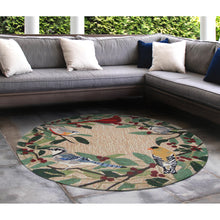 Load image into Gallery viewer, Liora Manne Frontporch Bird Border Indoor Outdoor Area Rug Natural