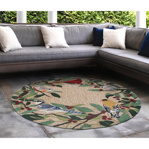 Liora Manne Frontporch Bird Border Indoor Outdoor Area Rug Natural