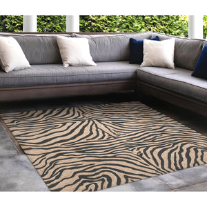 Liora Manne Ravella Zebra Indoor Outdoor Area Rug Black