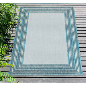 Liora Manne Carmel Multi Border Indoor Outdoor Area Rug Aqua