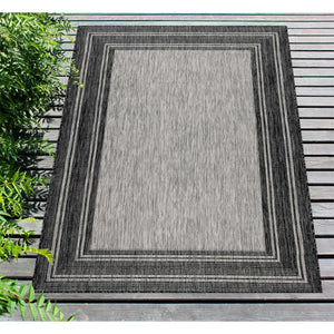 Liora Manne Carmel Multi Border Indoor Outdoor Area Rug Black