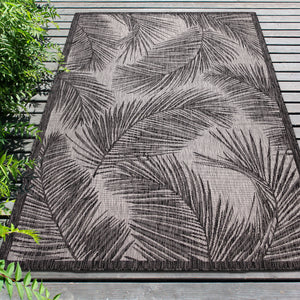Liora Manne Carmel Fronds Indoor Outdoor Area Rug Black