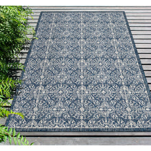 Load image into Gallery viewer, Liora Manne Carmel Antique Tile Indoor Outdoor Area Rug Navy