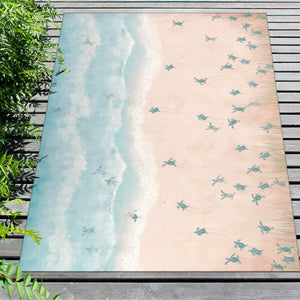 Liora Manne Illusions Turtle Beach Indoor Outdoor Mat Aqua