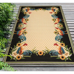 Liora Manne Marina Country Rooster Indoor Outdoor Area Rug Yellow