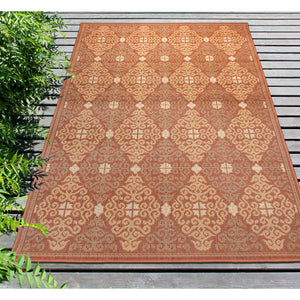 Liora Manne Patio Suzani Diamonds Indoor Outdoor Area Rug Red