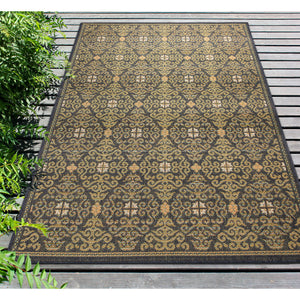 Liora Manne Patio Suzani Diamonds Indoor Outdoor Area Rug Navy