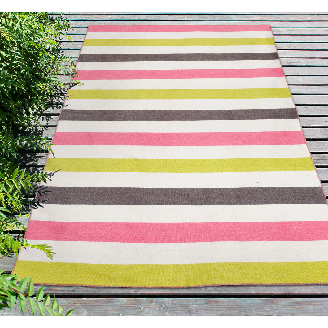 Liora Manne Sorrento Fiesta Stripe Indoor Outdoor Area Rug Pink