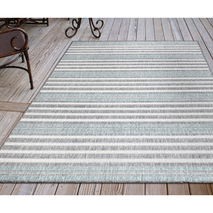 Liora Manne Malibu Faded Stripe Indoor Outdoor Area Rug Aqua