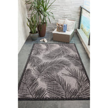 Load image into Gallery viewer, Liora Manne Carmel Fronds Indoor Outdoor Area Rug Black