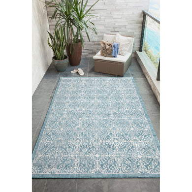 Liora Manne Carmel Antique Tile Indoor Outdoor Area Rug Aqua