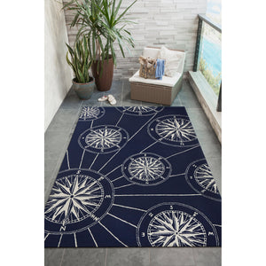 Liora Manne Frontporch Compass Indoor Outdoor Area Rug Navy