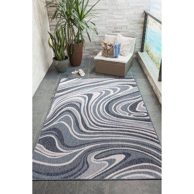 Liora Manne Malibu Waves Indoor Outdoor Area Rug Navy