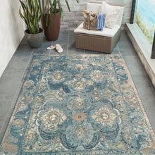 Load image into Gallery viewer, Liora Manne Marina Kashan Indoor Outdoor Area Rug Blue