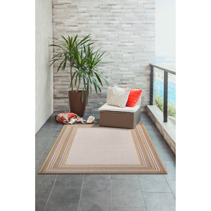 Liora Manne Carmel Multi Border Indoor Outdoor Area Rug Sand