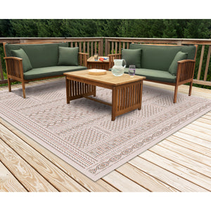 Liora Manne Avena Panel Stripe Indoor Outdoor Area Rug Ivory