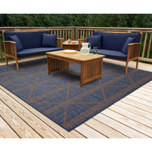 Load image into Gallery viewer, Liora Manne Avena Diamond Stripe Indoor Outdoor Area Rug Denim