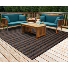 Load image into Gallery viewer, Liora Manne Avena Mosaic Stripe Indoor Outdoor Area Rug Midnight