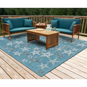 Liora Manne Carmel Starfish Indoor Outdoor Area Rug Aqua