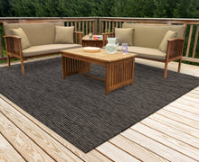 Load image into Gallery viewer, Liora Manne Carmel Texture Stripe Indoor Outdoor Area Rug Black