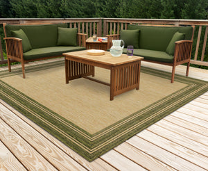 Liora Manne Carmel Multi Border Indoor Outdoor Area Rug Green