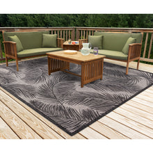 Load image into Gallery viewer, Liora Manne Carmel Fronds Indoor Outdoor Area Rug Black