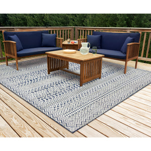 Liora Manne Canyon Tribal Stripe Indoor Outdoor Area Rug Navy