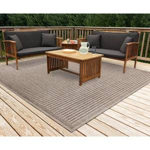 Liora Manne Malibu Simple Border Indoor Outdoor Area Rug Neutral