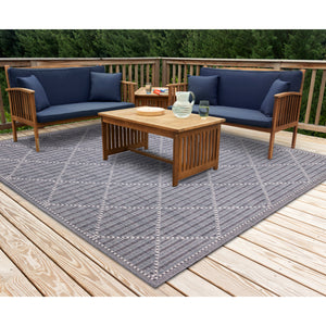 Liora Manne Malibu Checker Diamond Indoor Outdoor Area Rug Navy