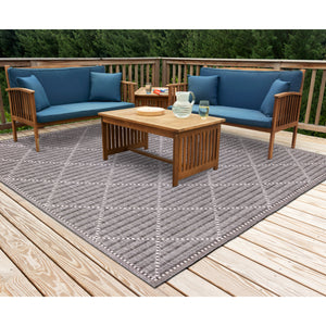 Liora Manne Malibu Checker Diamond Indoor Outdoor Area Rug Charcoal