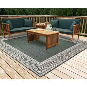 Liora Manne Malibu Etched Border Indoor Outdoor Area Rug Green